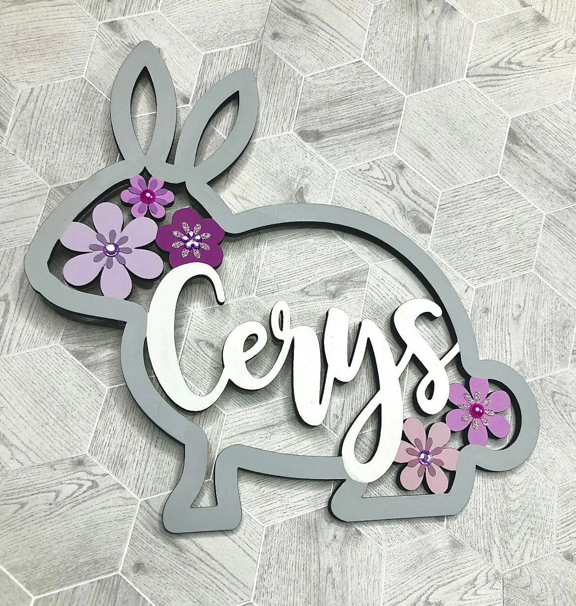 Laser Cut Wood Bunny Decor