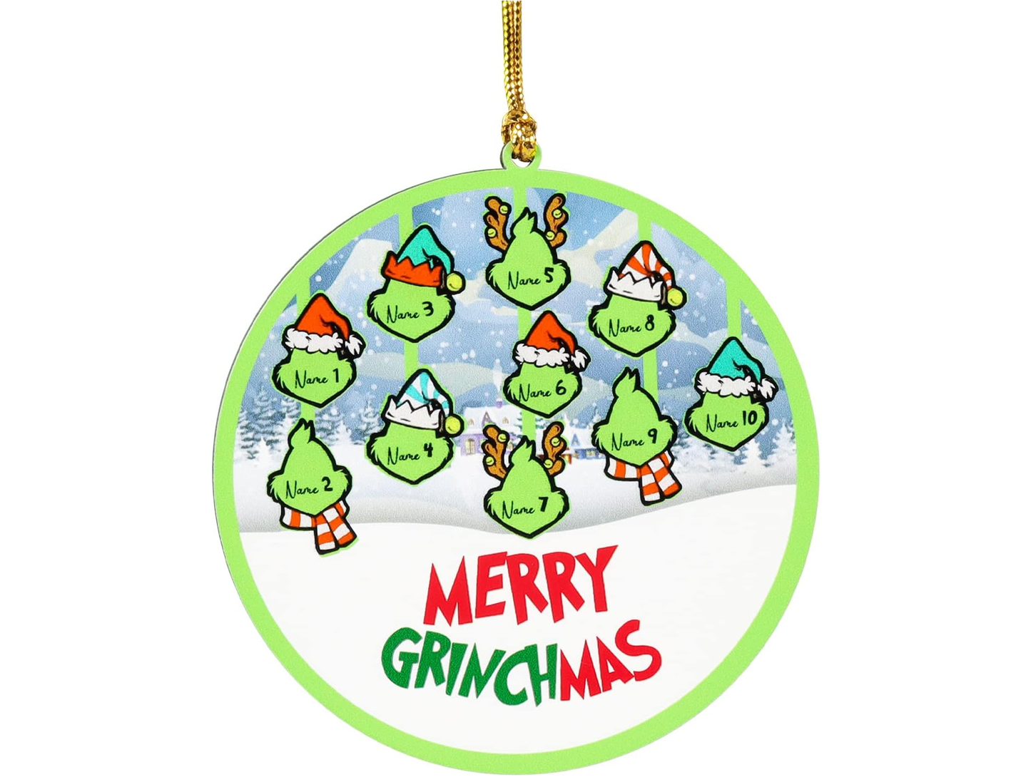 Laser Cut Wood Grinch Hand Family Wood Ornament