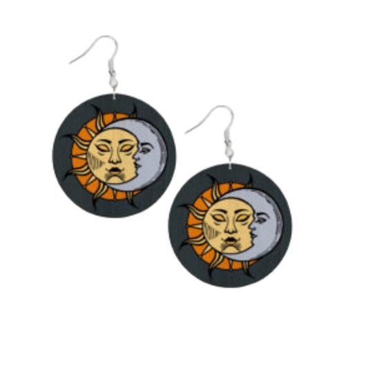 Moon and Sun Face Earrings
