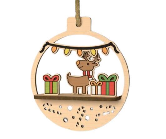 Wood Ornament Santa Land