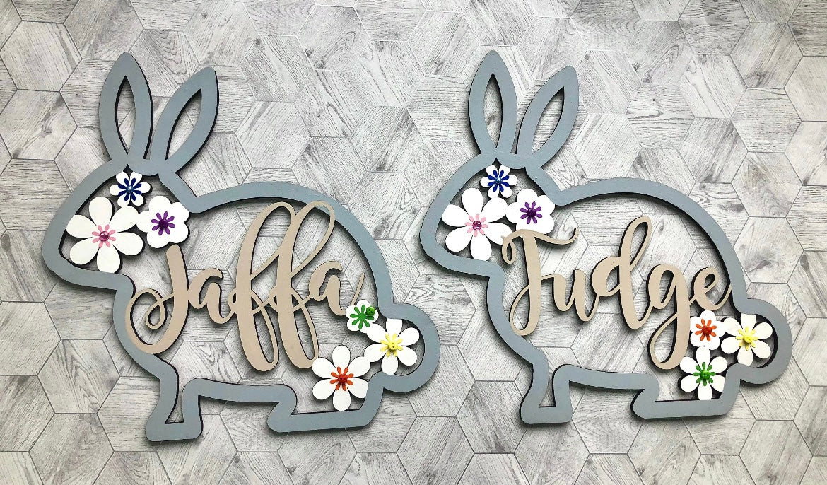 Laser Cut Wood Bunny Decor