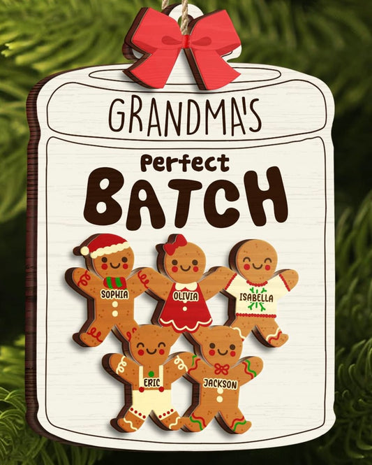 Wood Ornament Gingerbread Family Christmas