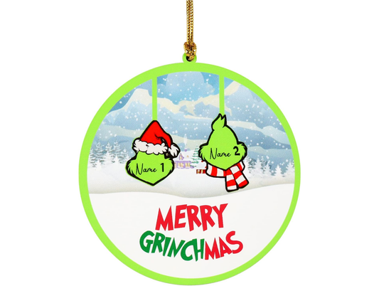 Laser Cut Wood Grinch Hand Family Wood Ornament
