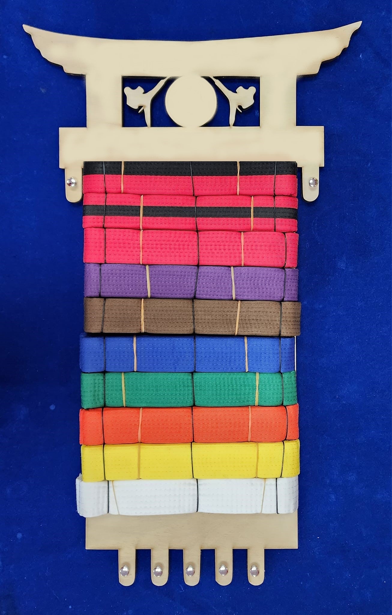 Laser Cut Wood Martial Arts Belt Holder and Medal Holder