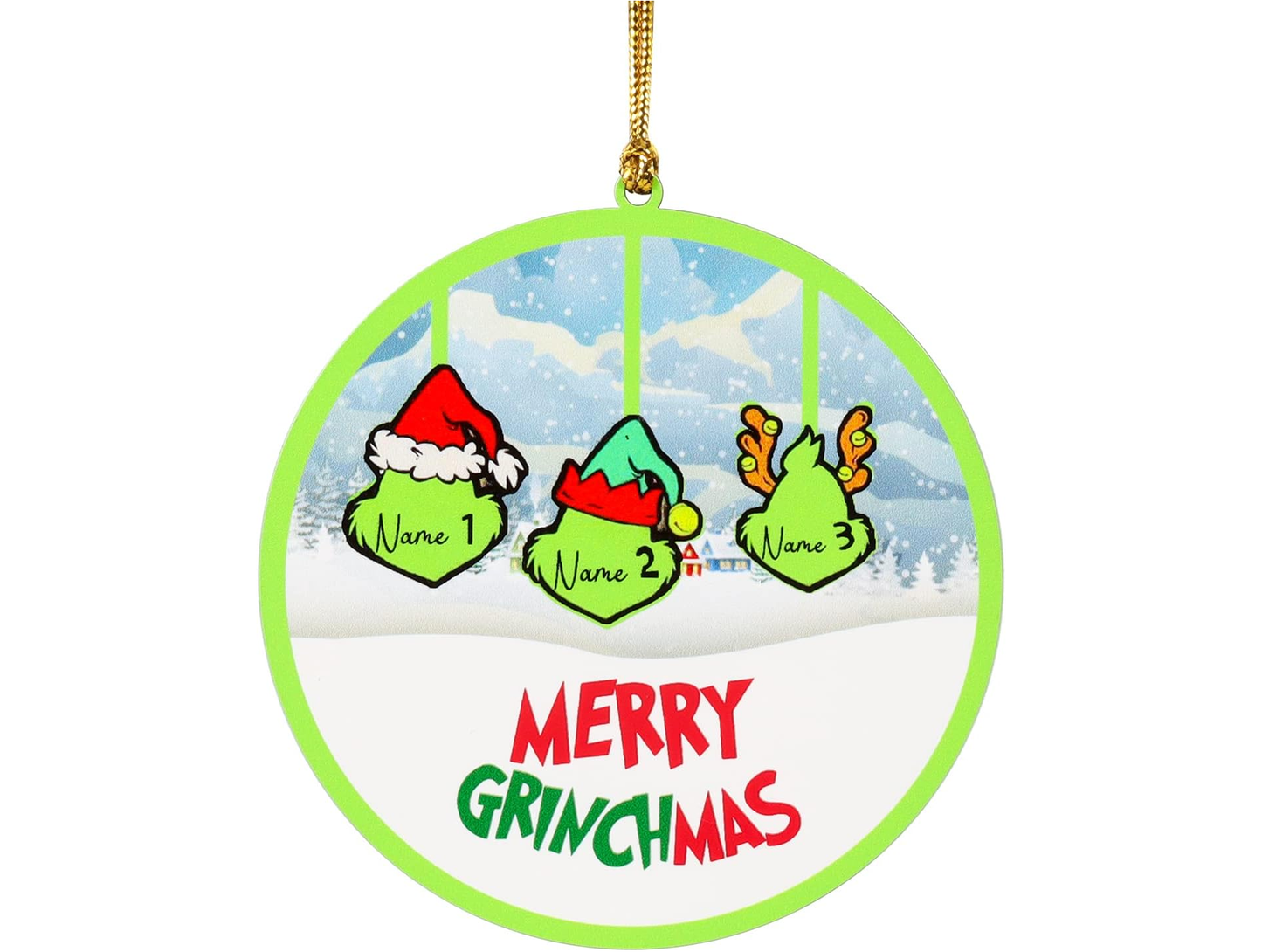 Laser Cut Wood Grinch Hand Family Wood Ornament
