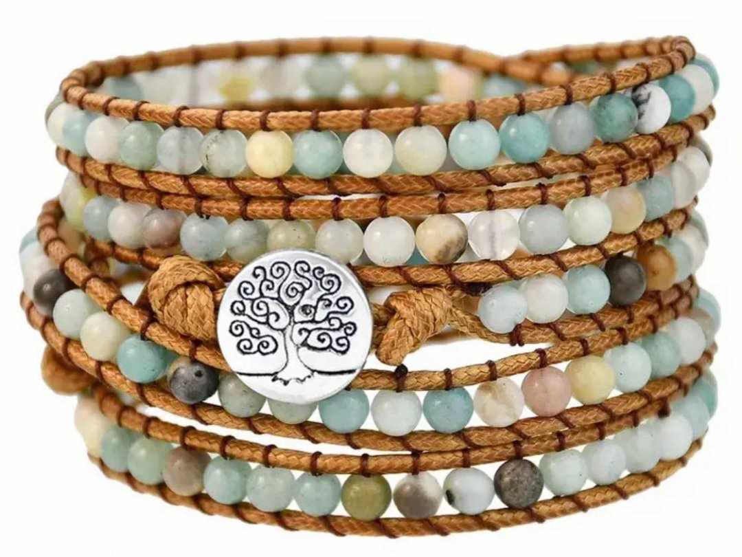 Amazonite 5 Row Wrap Bracelet