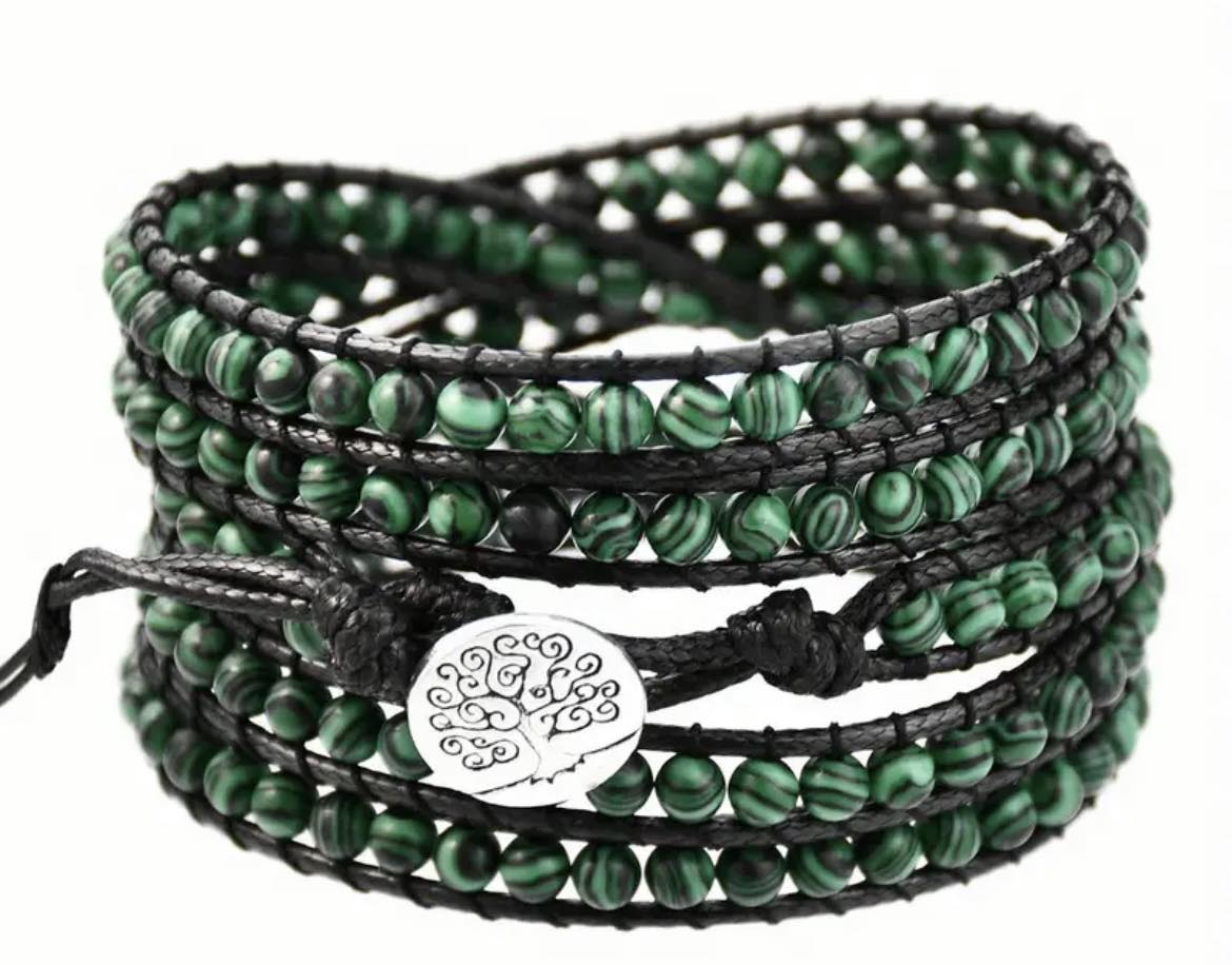 Malachite 5 Row Wrap Bracelet