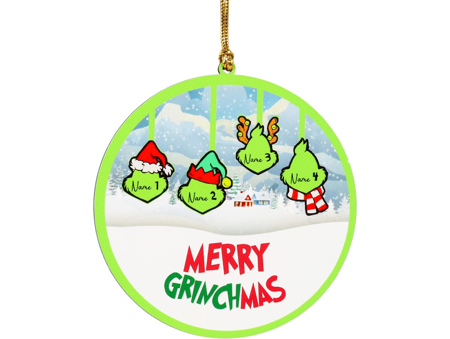 Laser Cut Wood Grinch Hand Family Wood Ornament