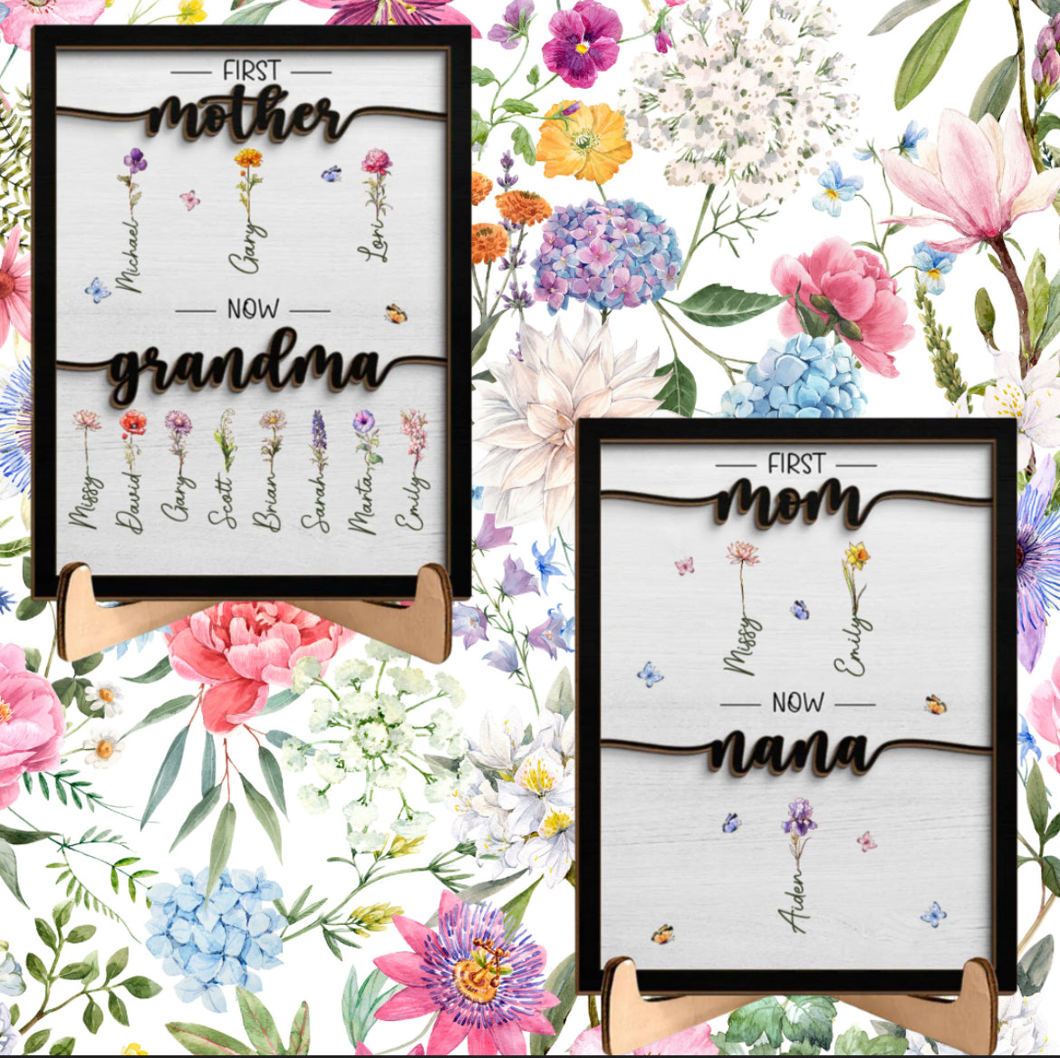 Laser Cut Wood Mother’s Day Floral Plaque