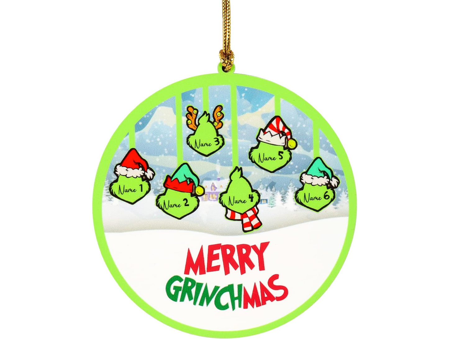 Laser Cut Wood Grinch Hand Family Wood Ornament