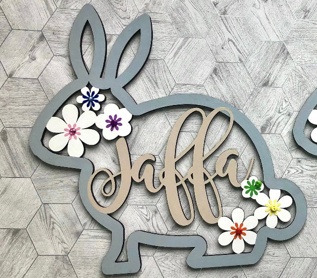 Laser Cut Wood Bunny Decor