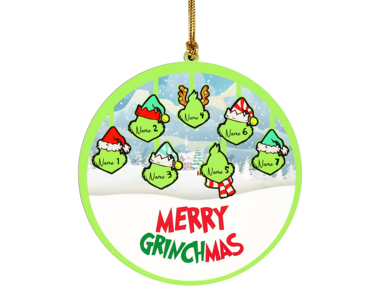 Laser Cut Wood Grinch Hand Family Wood Ornament