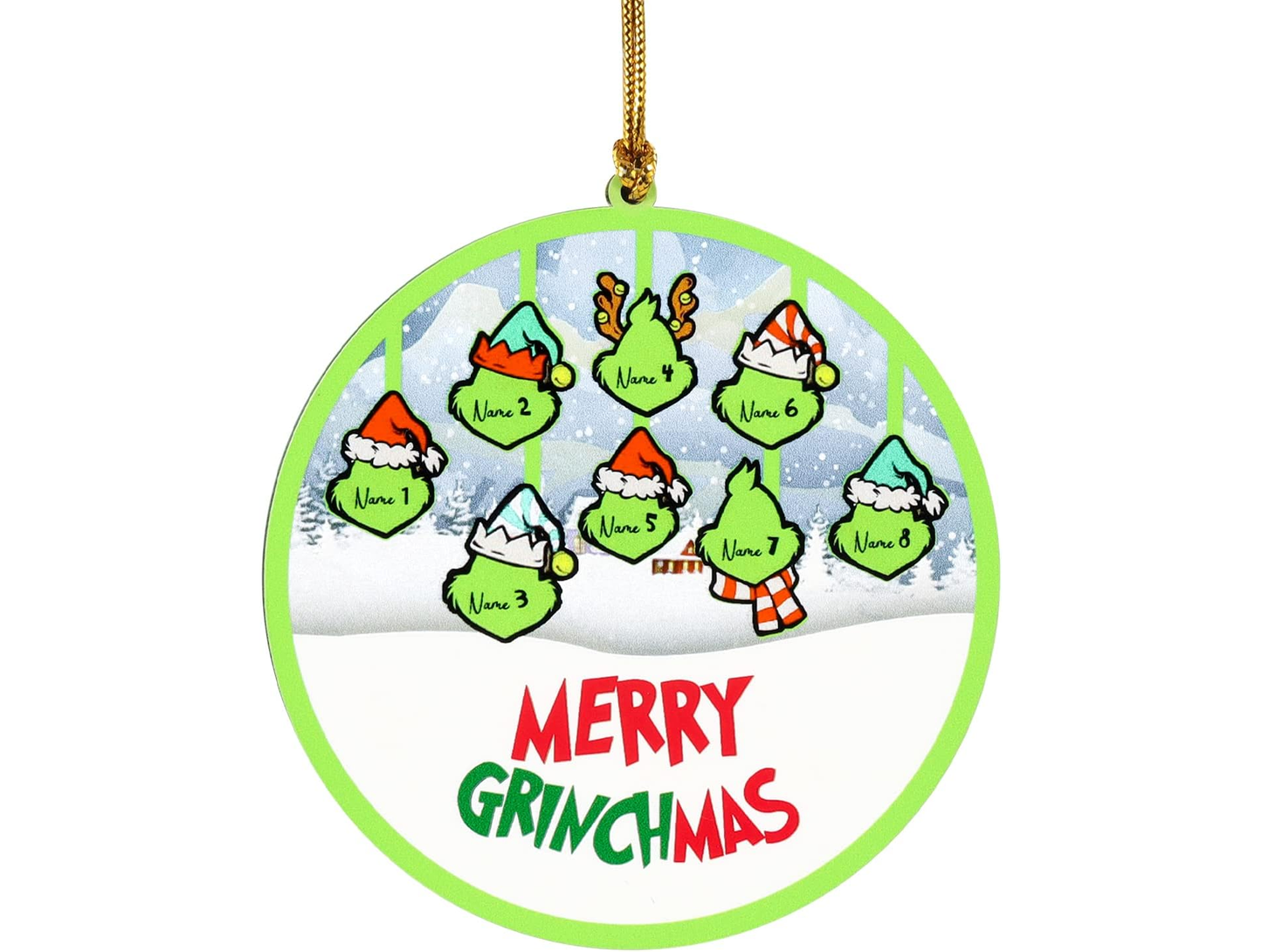 Laser Cut Wood Grinch Hand Family Wood Ornament