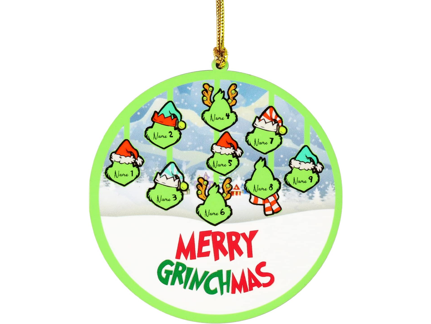 Laser Cut Wood Grinch Hand Family Wood Ornament