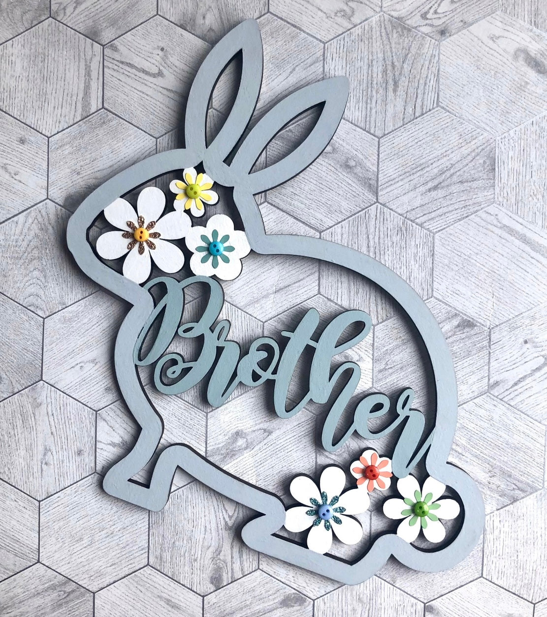 Laser Cut Wood Bunny Decor