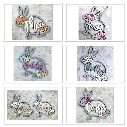 Laser Cut Wood Bunny Decor