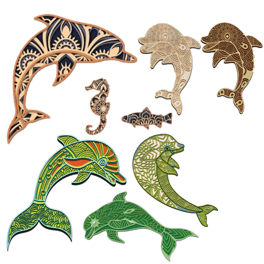 Laser Cut Multi-Layered Dolphin