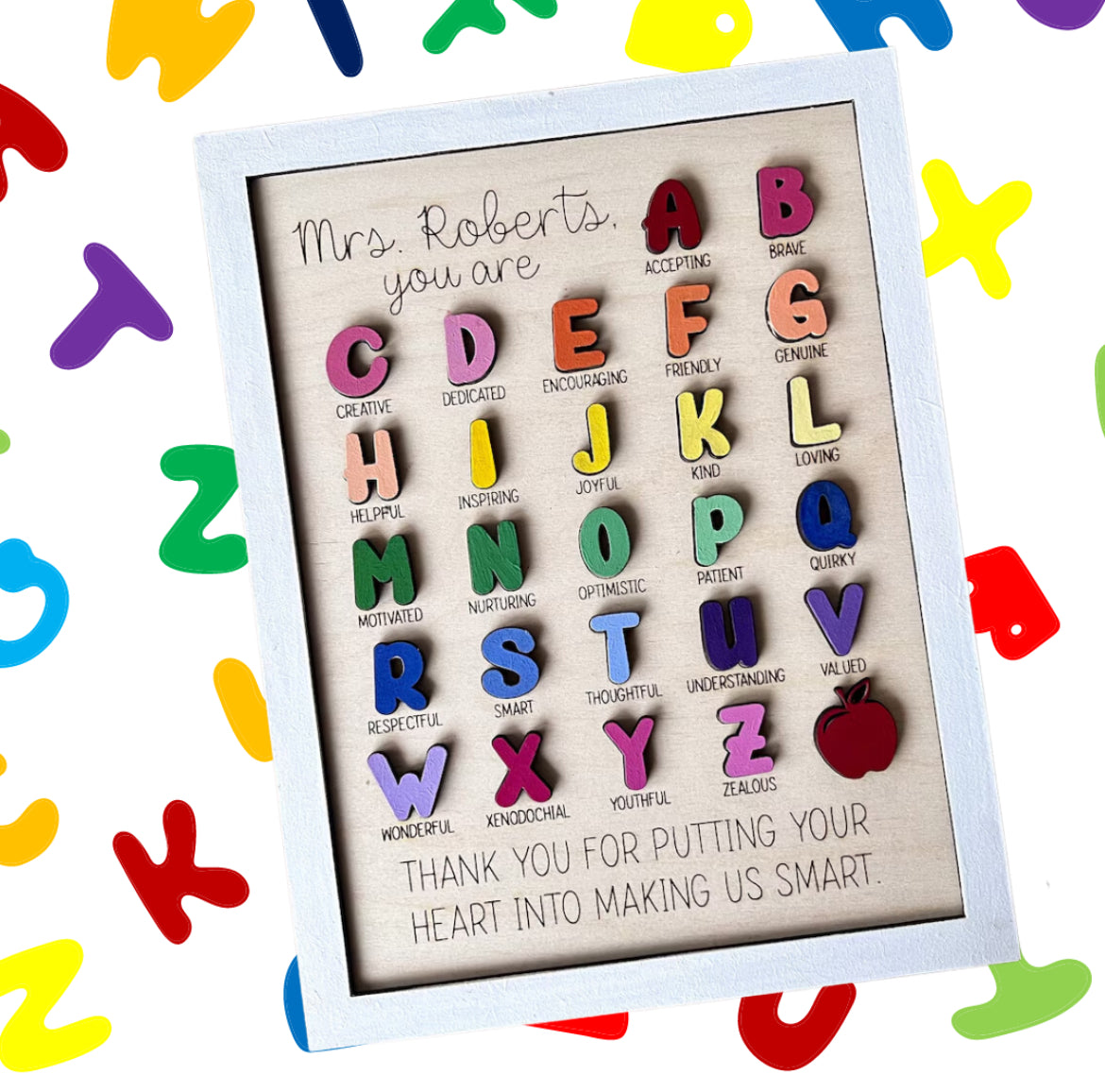 Laser Cut Wood Teacher Alphabet Poem