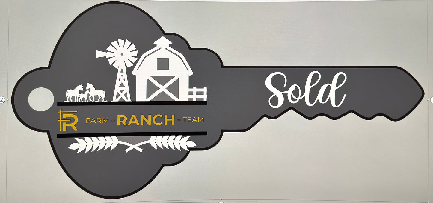 Laser Cut Multi-Layered Sold Sign Decor - Big Key