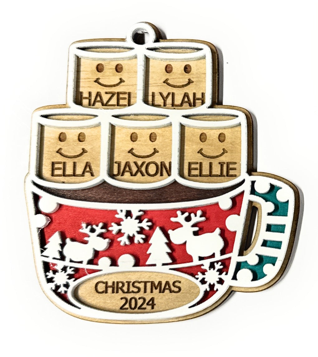Wood Ornament Hot Cocoa