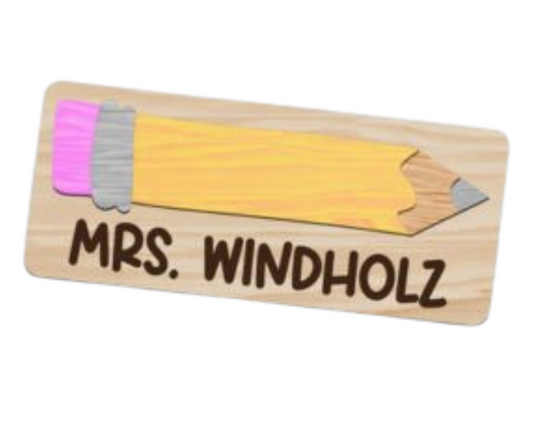 Laser Cut Magnet - Teacher Pencil Personalized