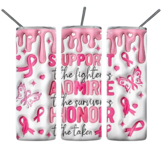 3D Breast Cancer Support Sublimation Tumbler
