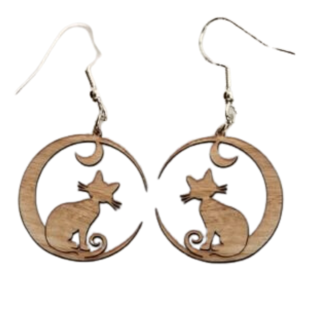 Cat Moon Earrings