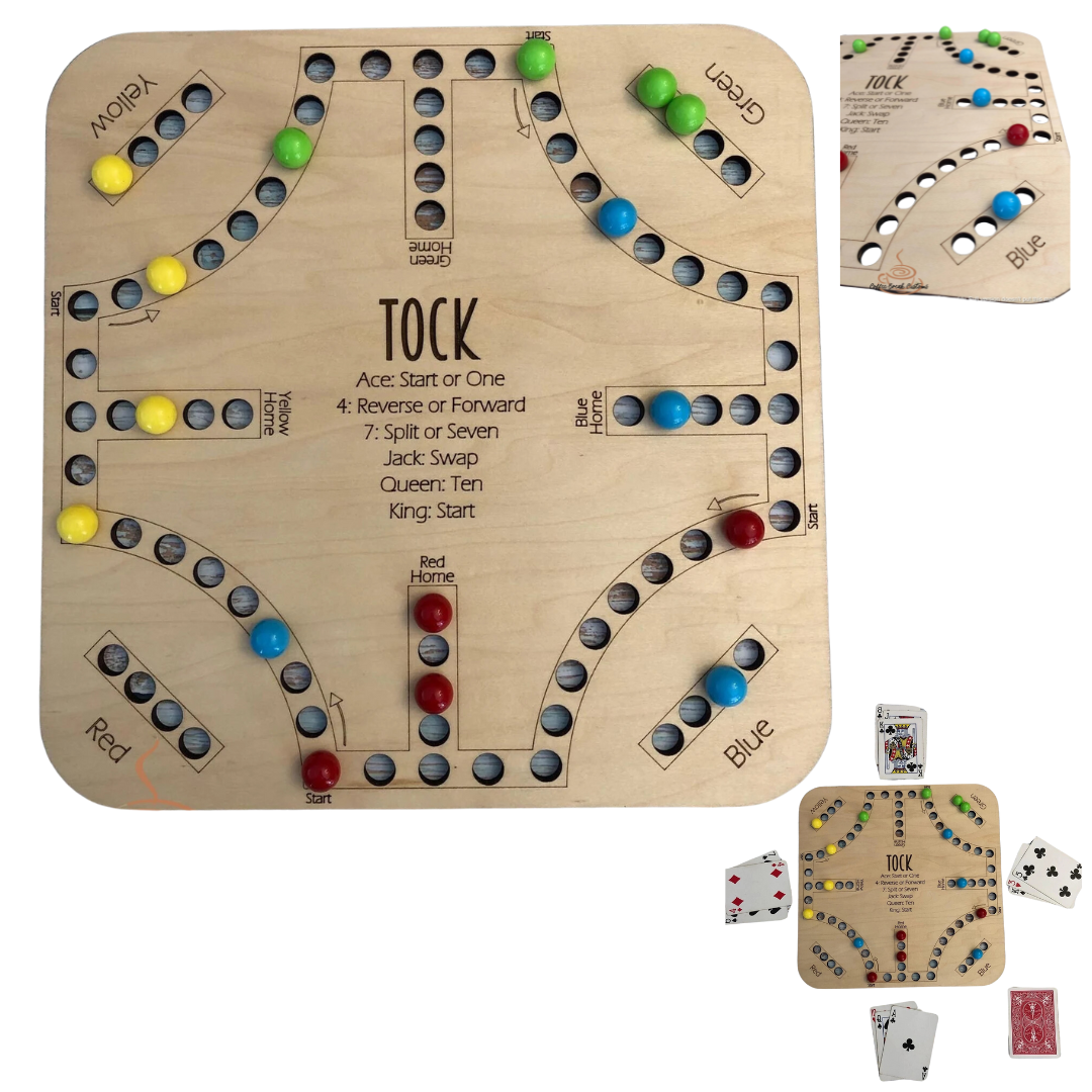 Laser Cut Wood Tock Marble Game