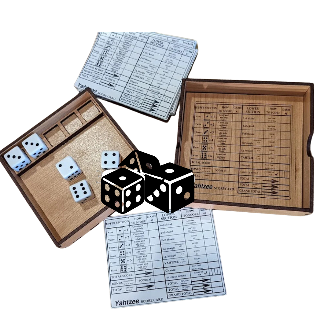 Laser Cut Wood Travel Size Yahtzee Game