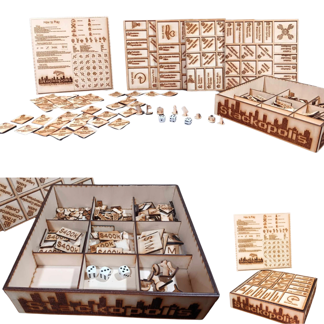 Laser Cut Wood Stackopolis Game