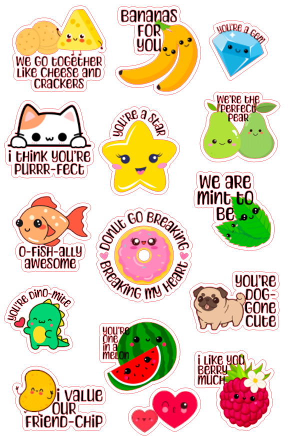 Sticker Sheet - My Punny Valentine
