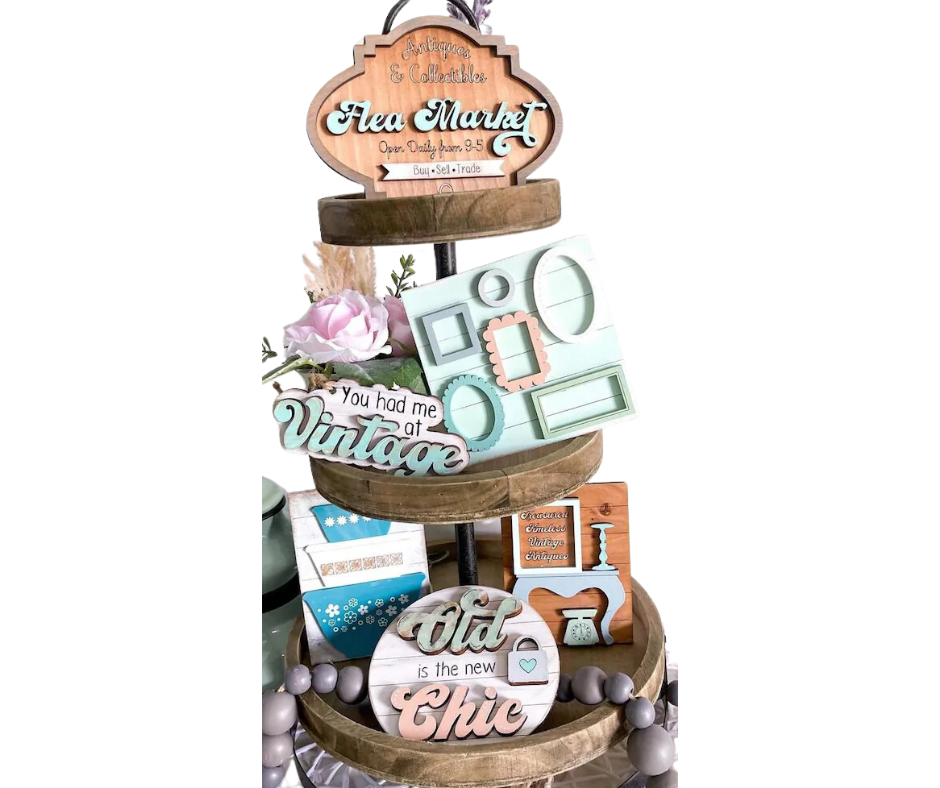 Vintage Tiered Tray Set