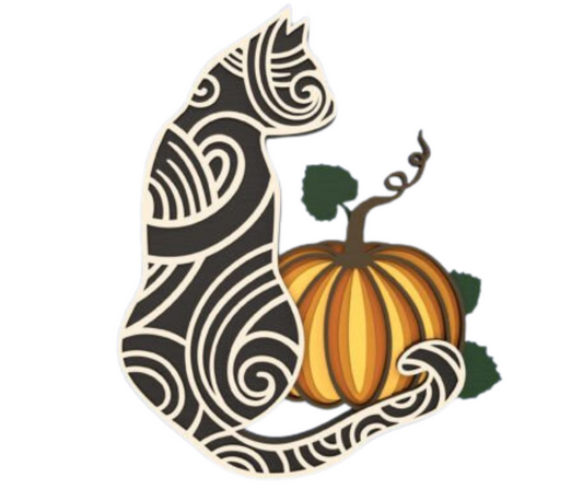 Laser Cut Mummy Cat and Pumpkin