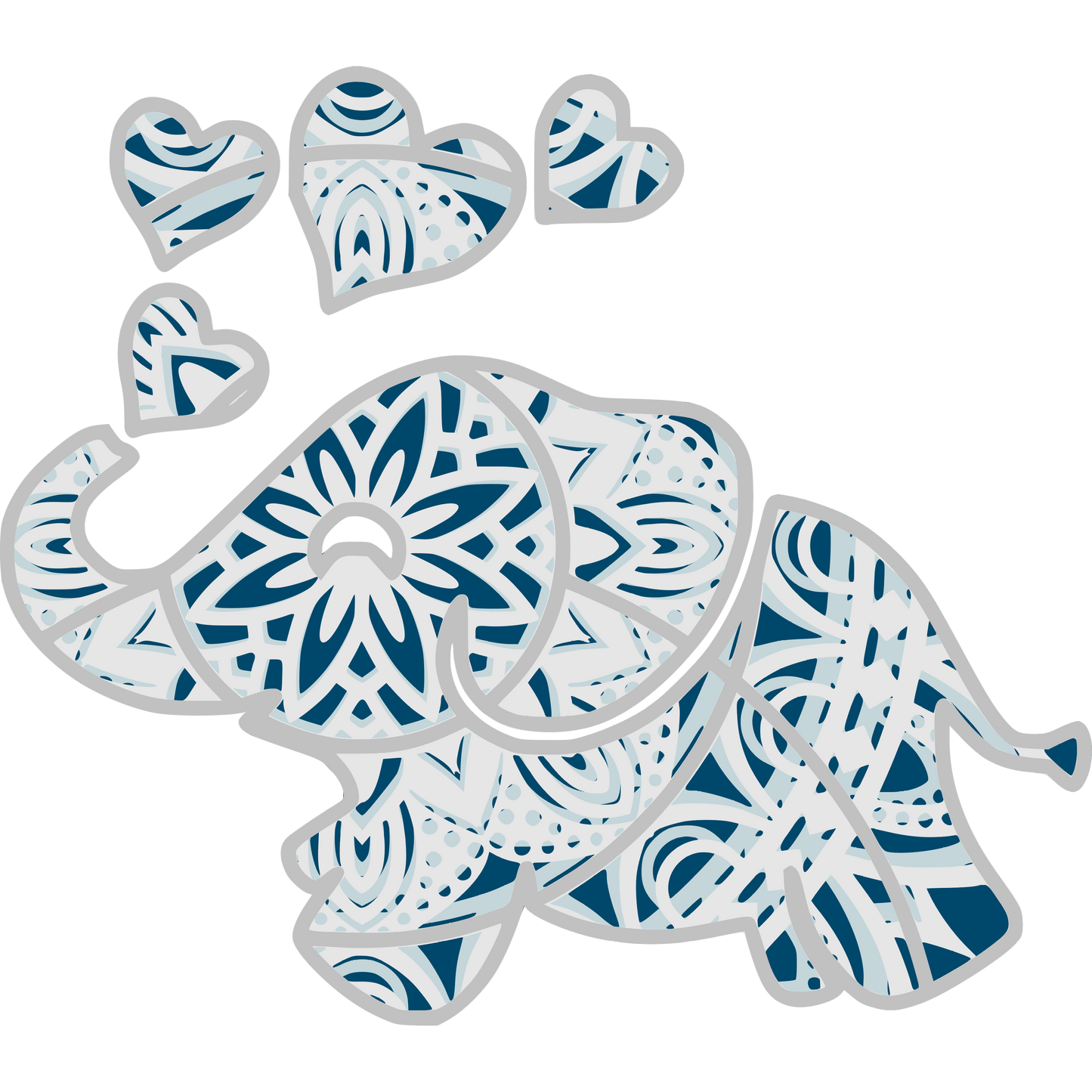 Laser Cut Baby Elephant Heart 3D