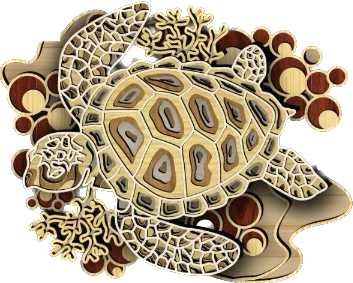 Laser Cut Wood 8 Layered Sea Turtle