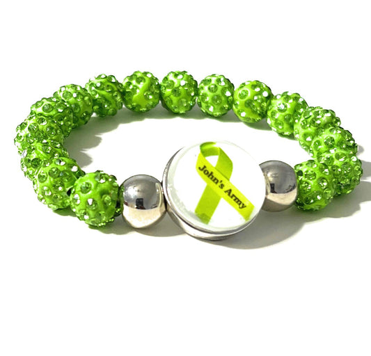 John's Army Rhinestones Encrusted Cancer Bracelet