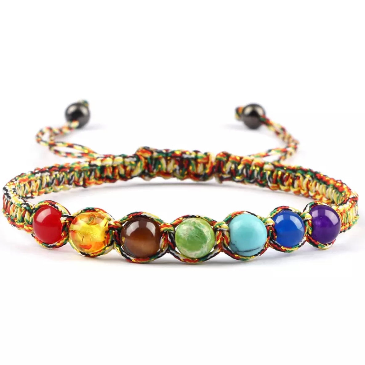 7 Chakra Braided Natural Stone Paracord Bracelet
