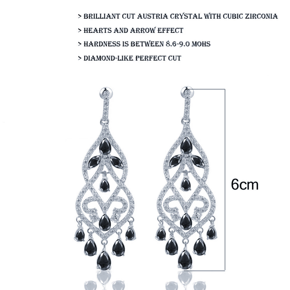 Sterling Silver Chandelier Lab Created Sapphire Earrings