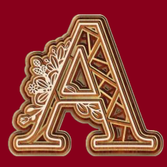 Laser Cut Wood Layered Flower Alphabet