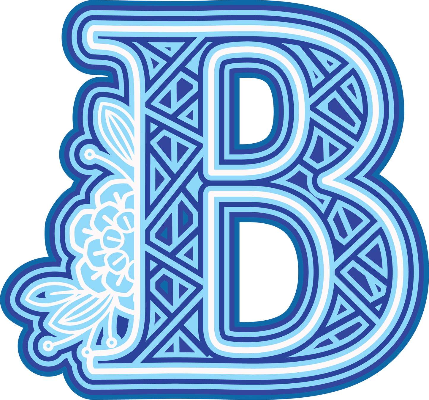 Laser Cut Wood Layered Flower Alphabet