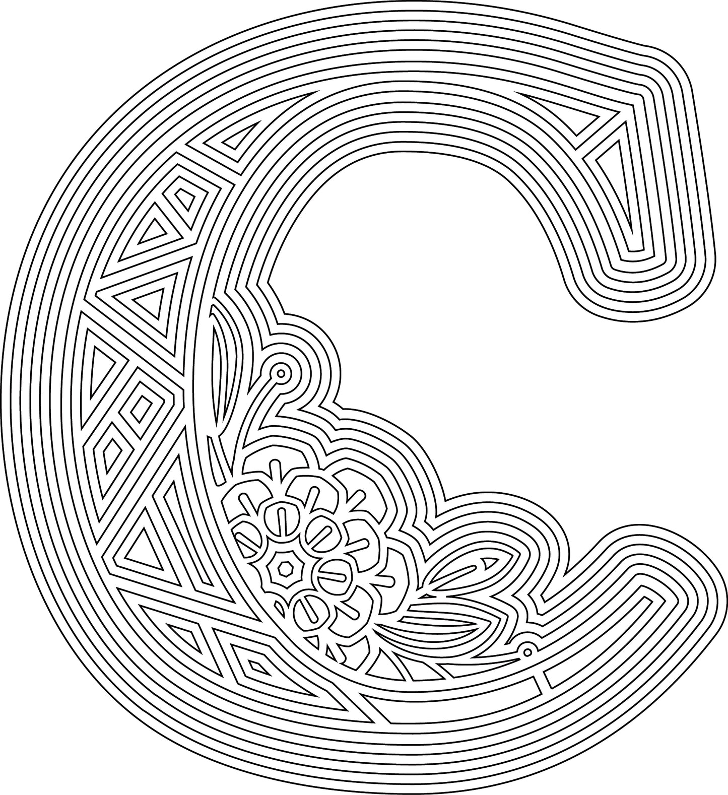 Laser Cut Wood Layered Flower Alphabet