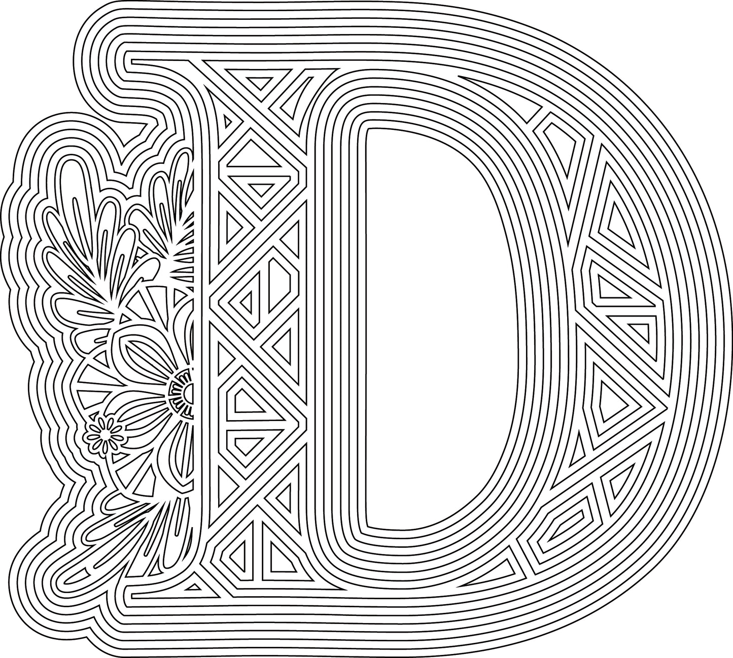 Laser Cut Wood Layered Flower Alphabet