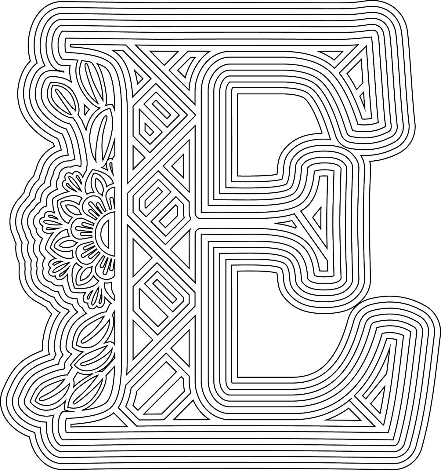 Laser Cut Wood Layered Flower Alphabet