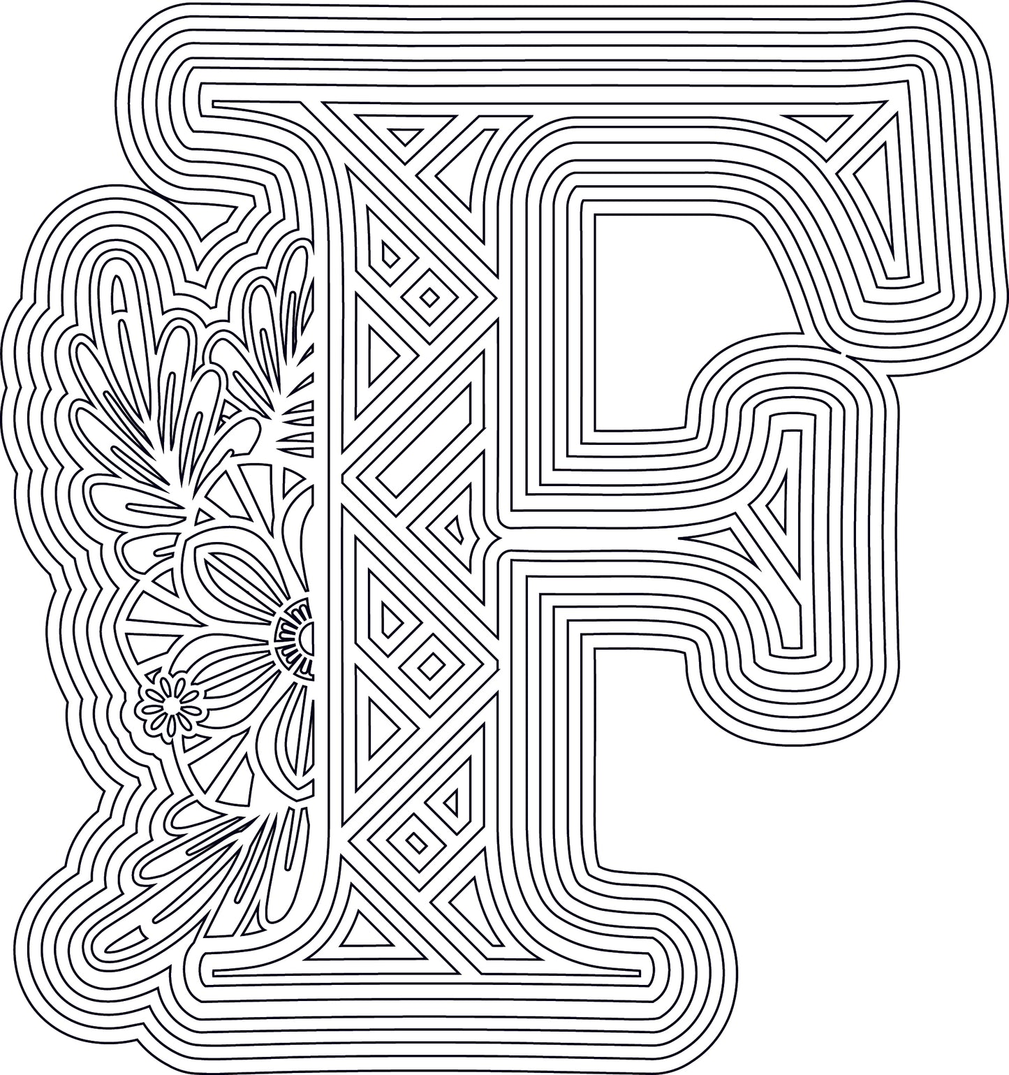 Laser Cut Wood Layered Flower Alphabet