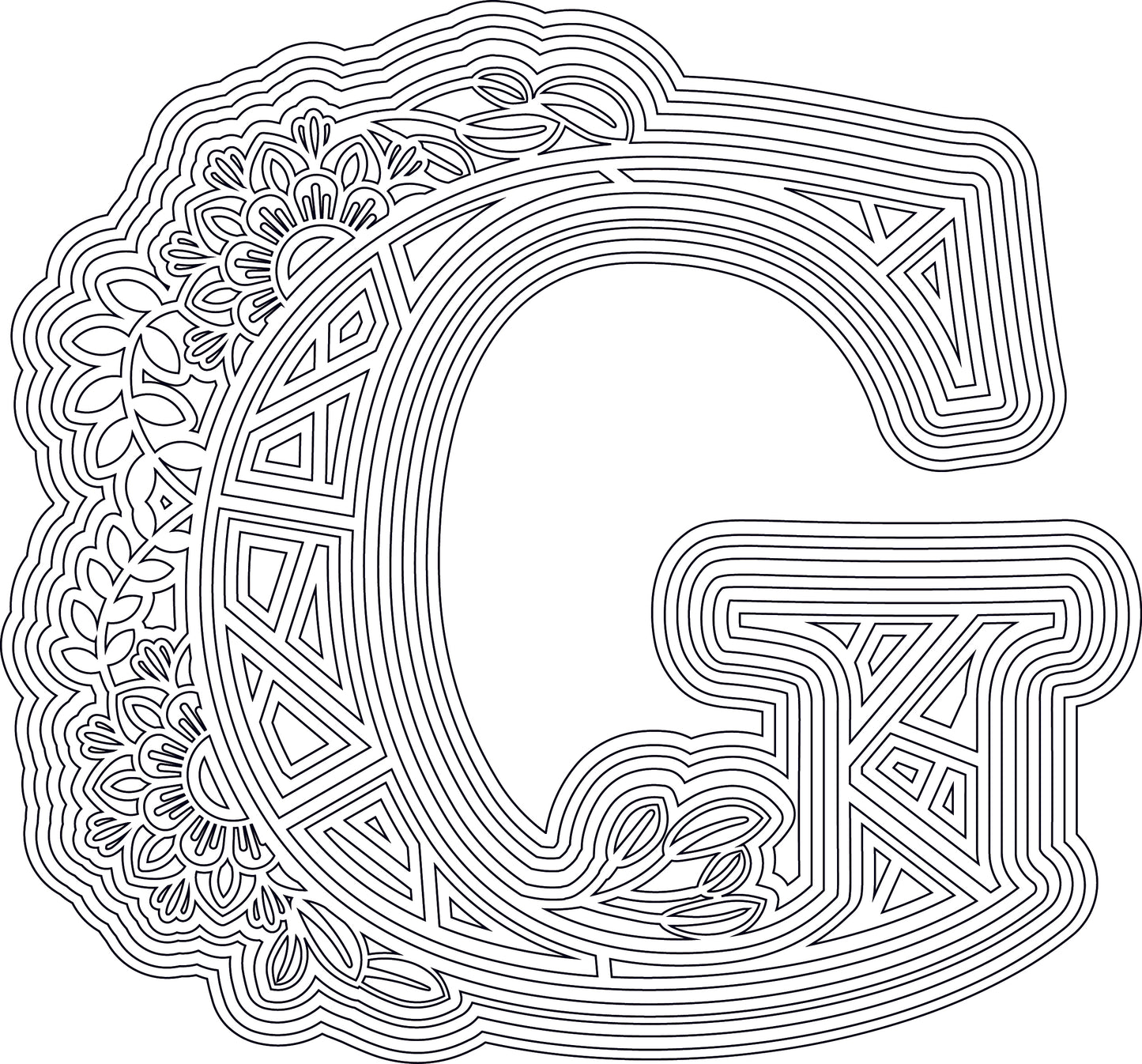 Laser Cut Wood Layered Flower Alphabet