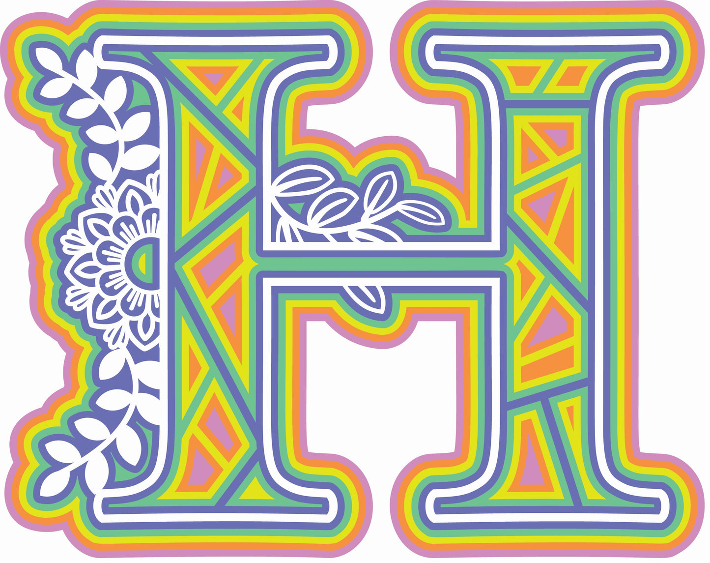 Laser Cut Wood Layered Flower Alphabet