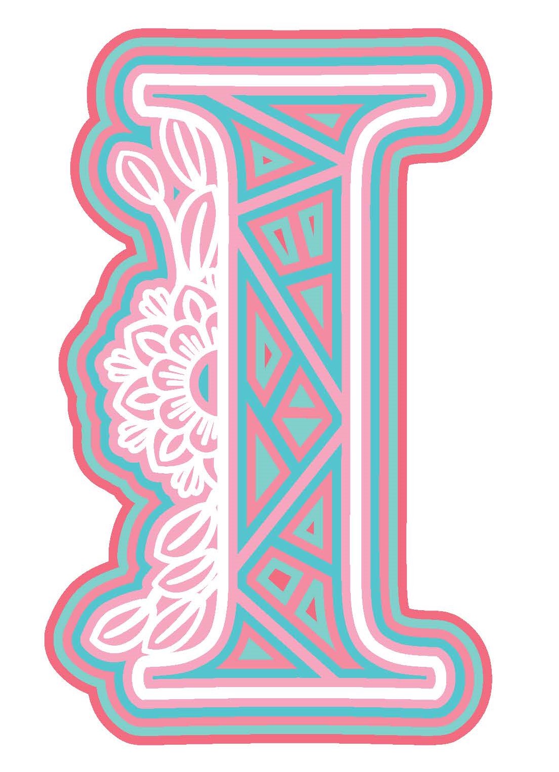 Laser Cut Wood Layered Flower Alphabet