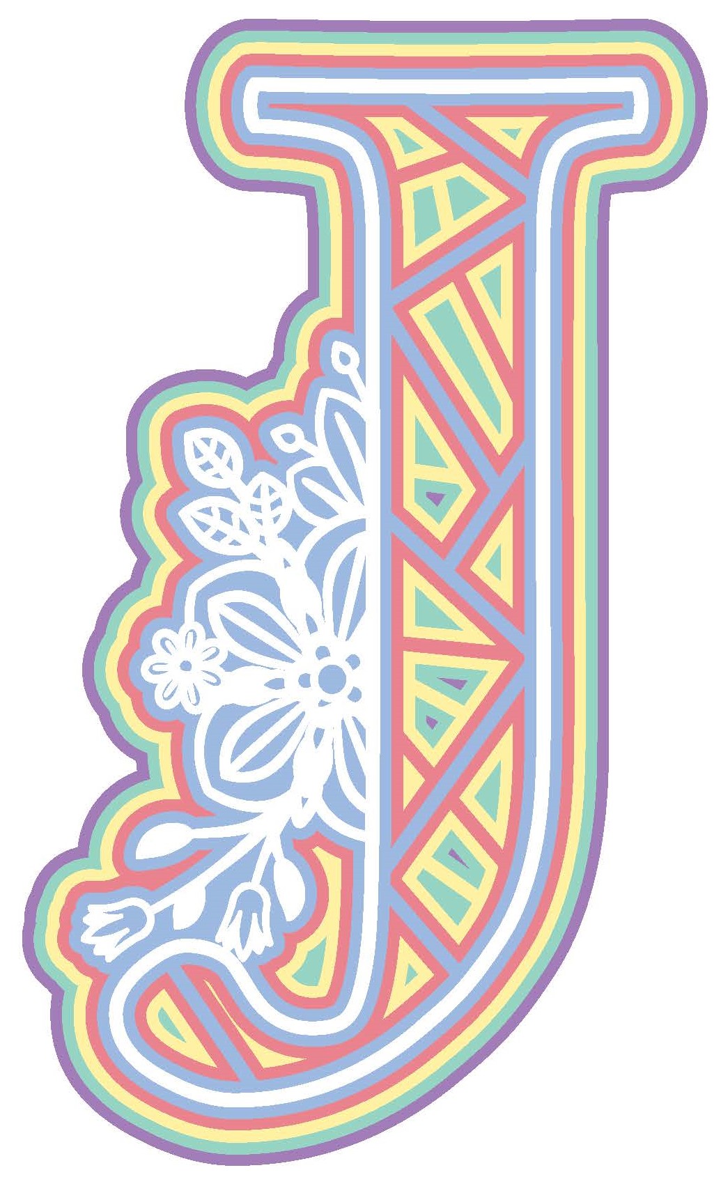 Laser Cut Wood Layered Flower Alphabet