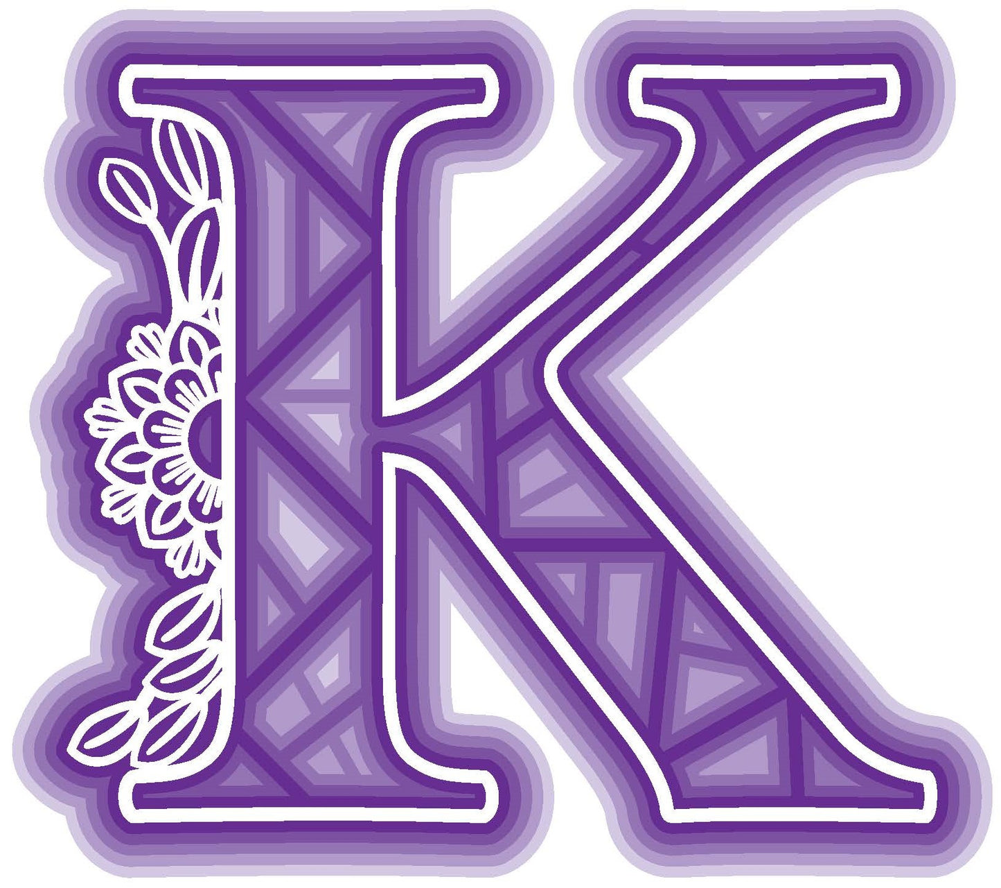 Laser Cut Wood Layered Flower Alphabet