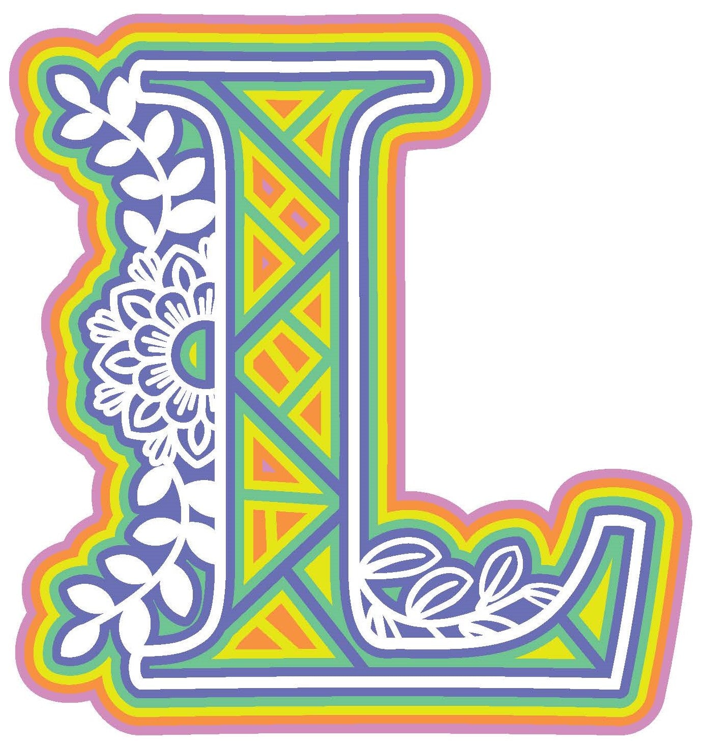 Laser Cut Wood Layered Flower Alphabet